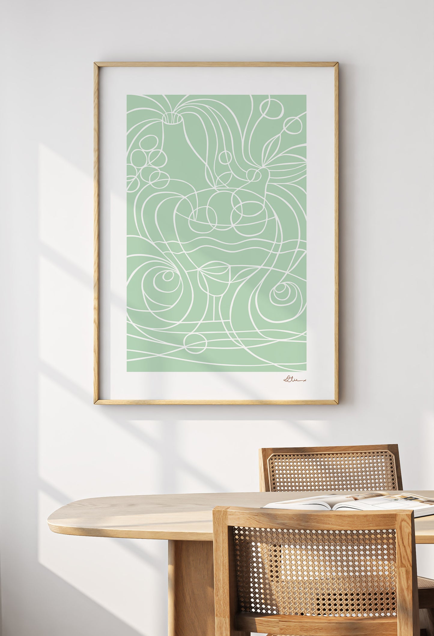Fruit & Curves Pastel Green Art Print