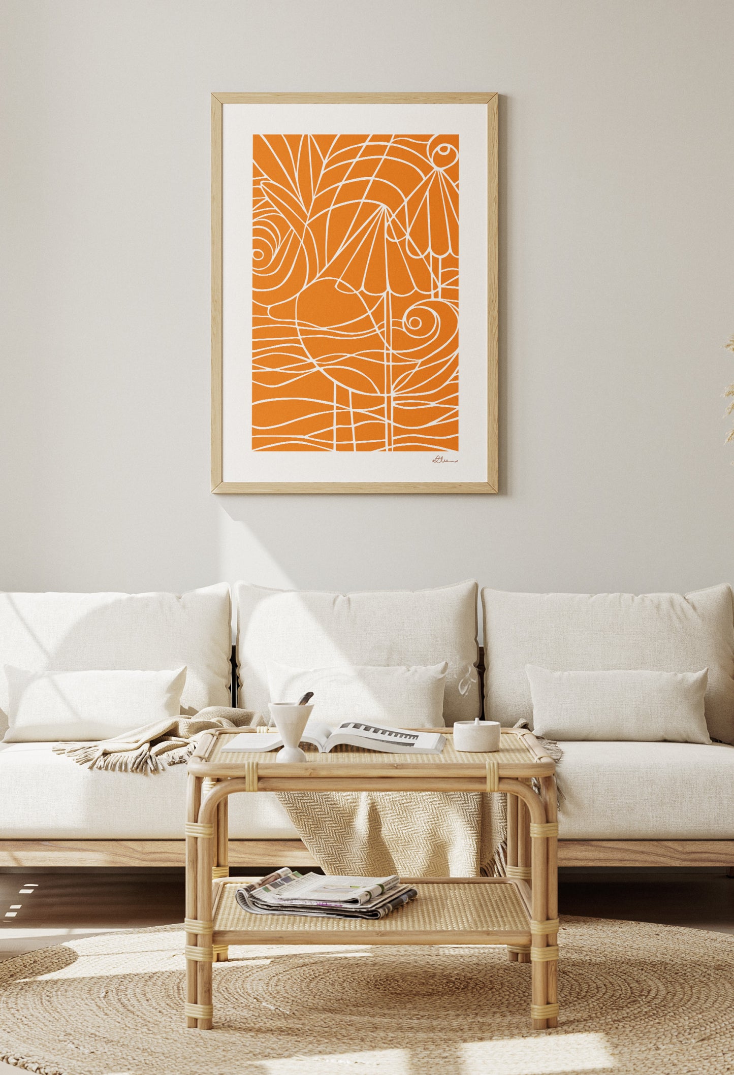 Orange Coastal Duck Art Print