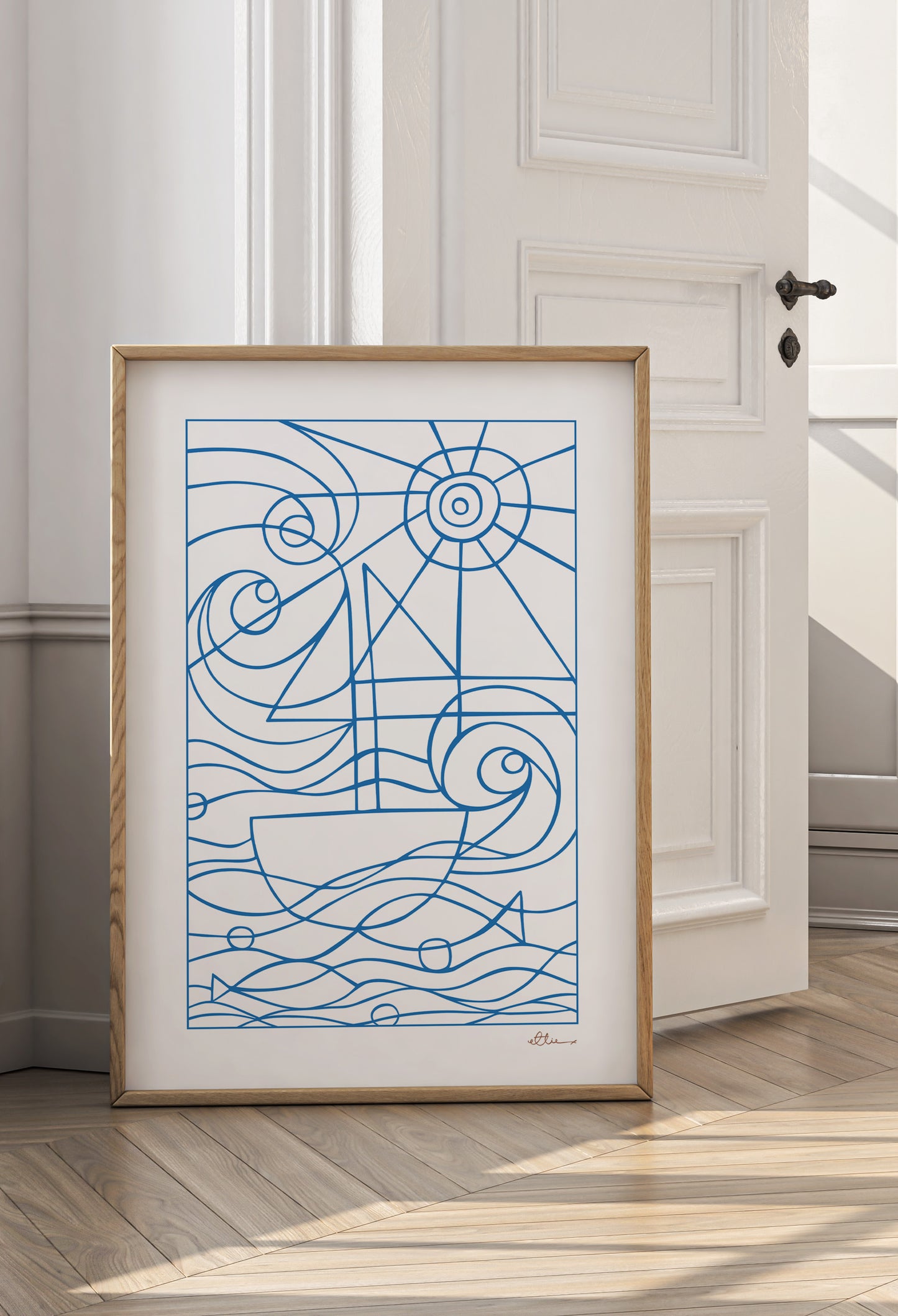 Seaside Blue / White Art Print