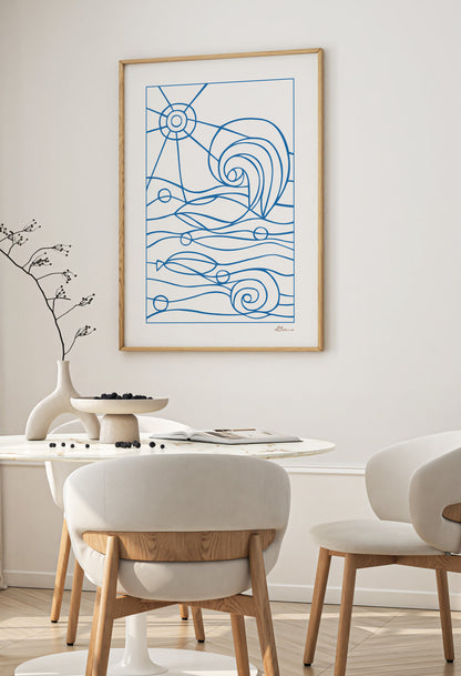 Summer Drift Blue / White Art Print