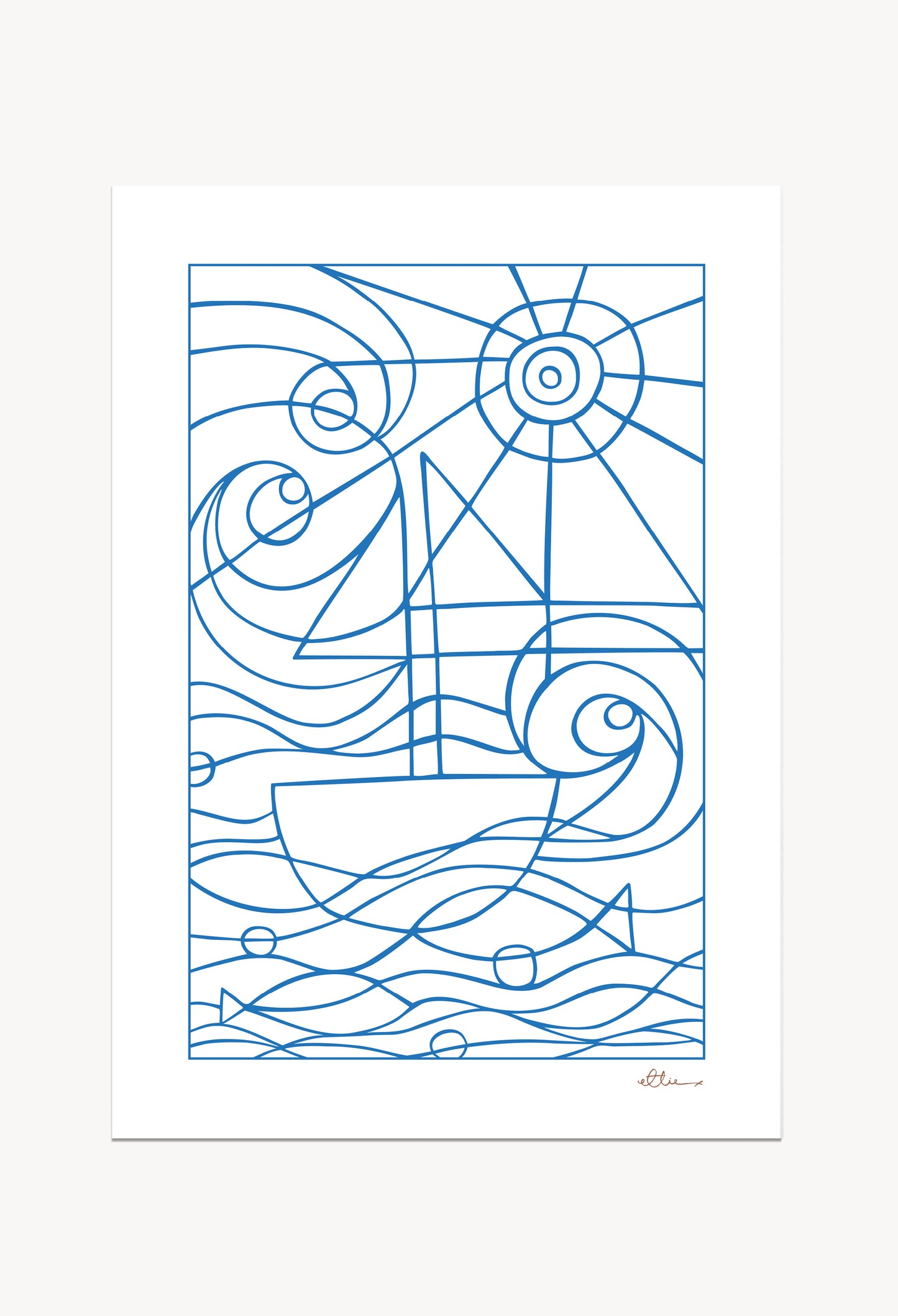 Seaside Blue / White Art Print