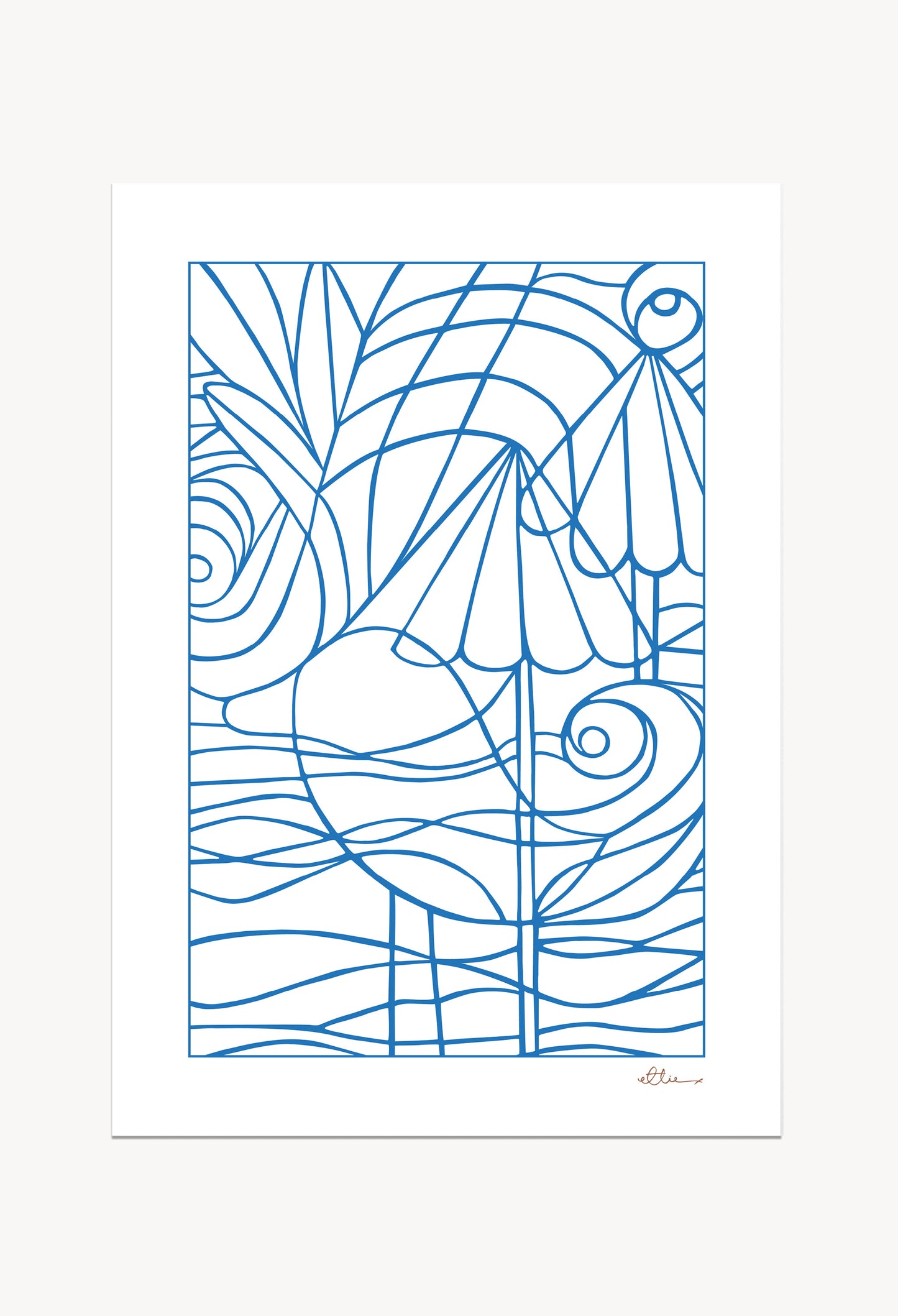 Coastal Duck Blue / White Art Print