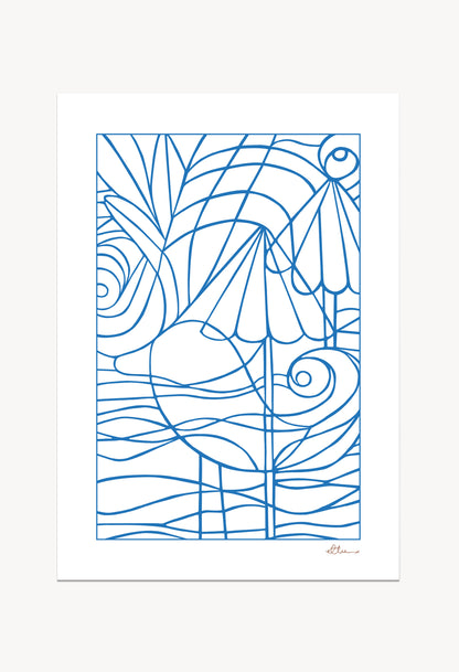 Coastal Duck Blue / White Art Print
