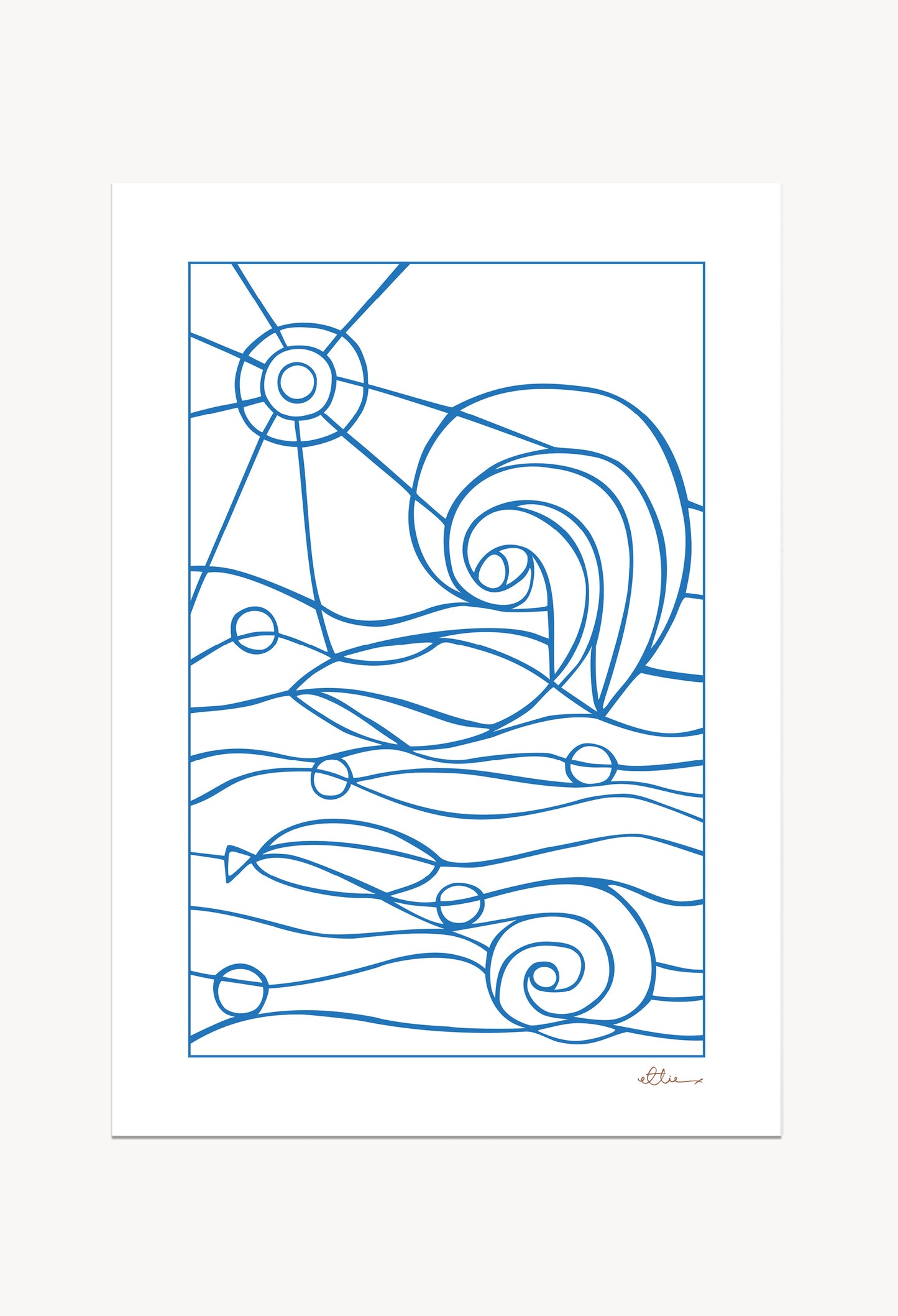 Summer Drift Blue / White Art Print