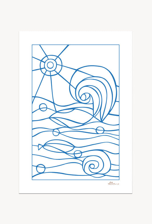Summer Drift Blue / White Art Print