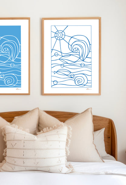 Summer Drift Blue / White Art Print