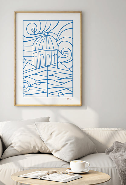 Nisaki Blue / White Art Print
