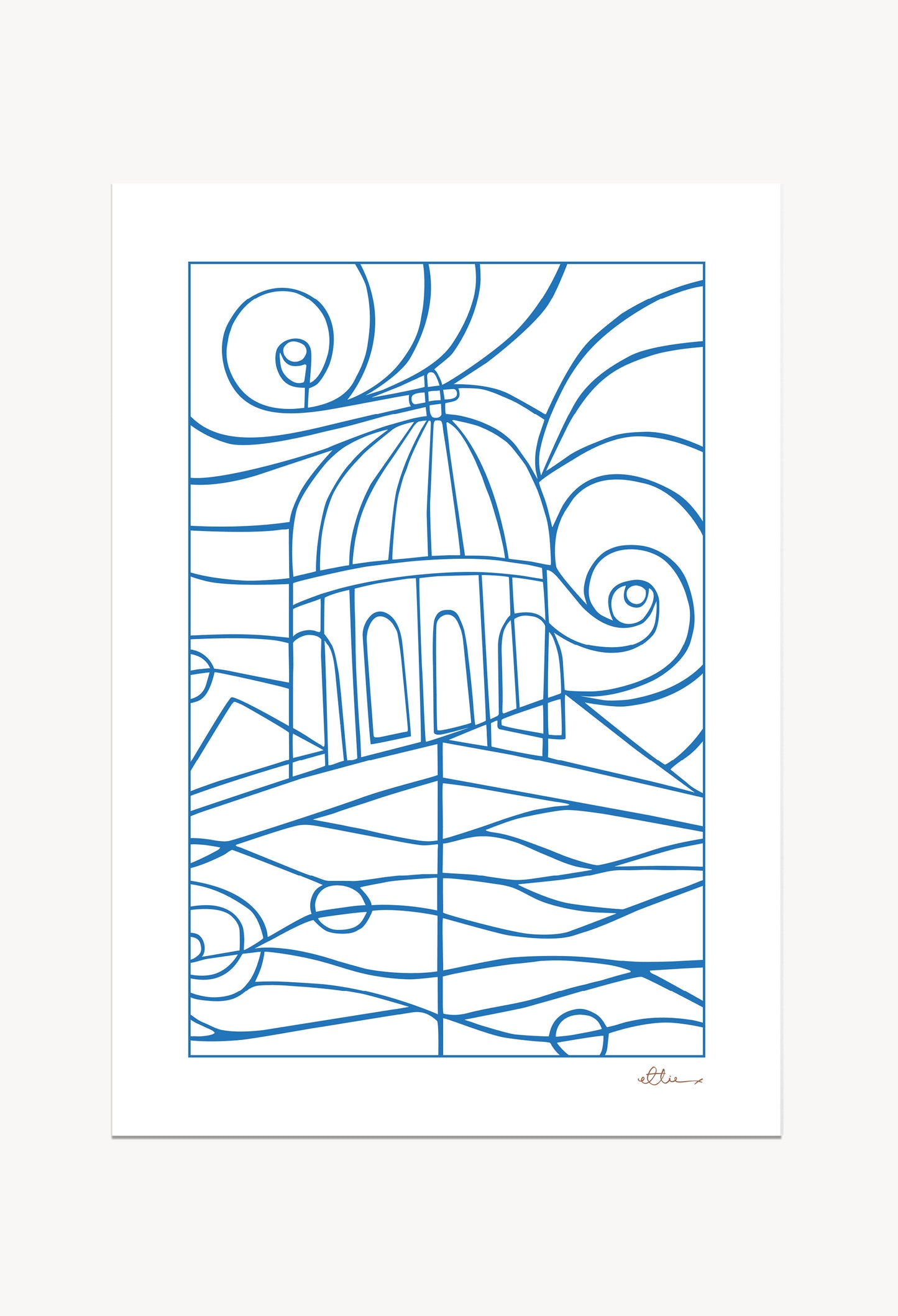 Nisaki Blue / White Art Print