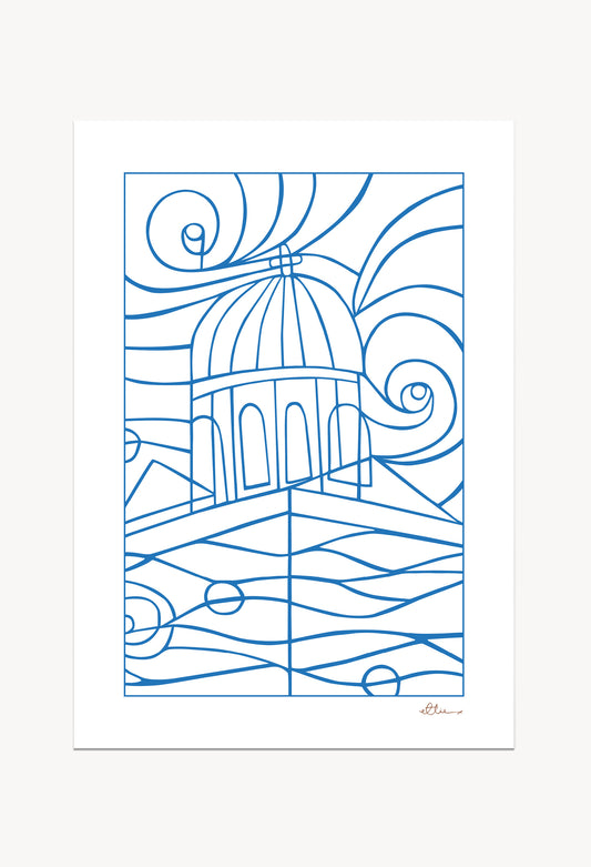 Nisaki Blue / White Art Print