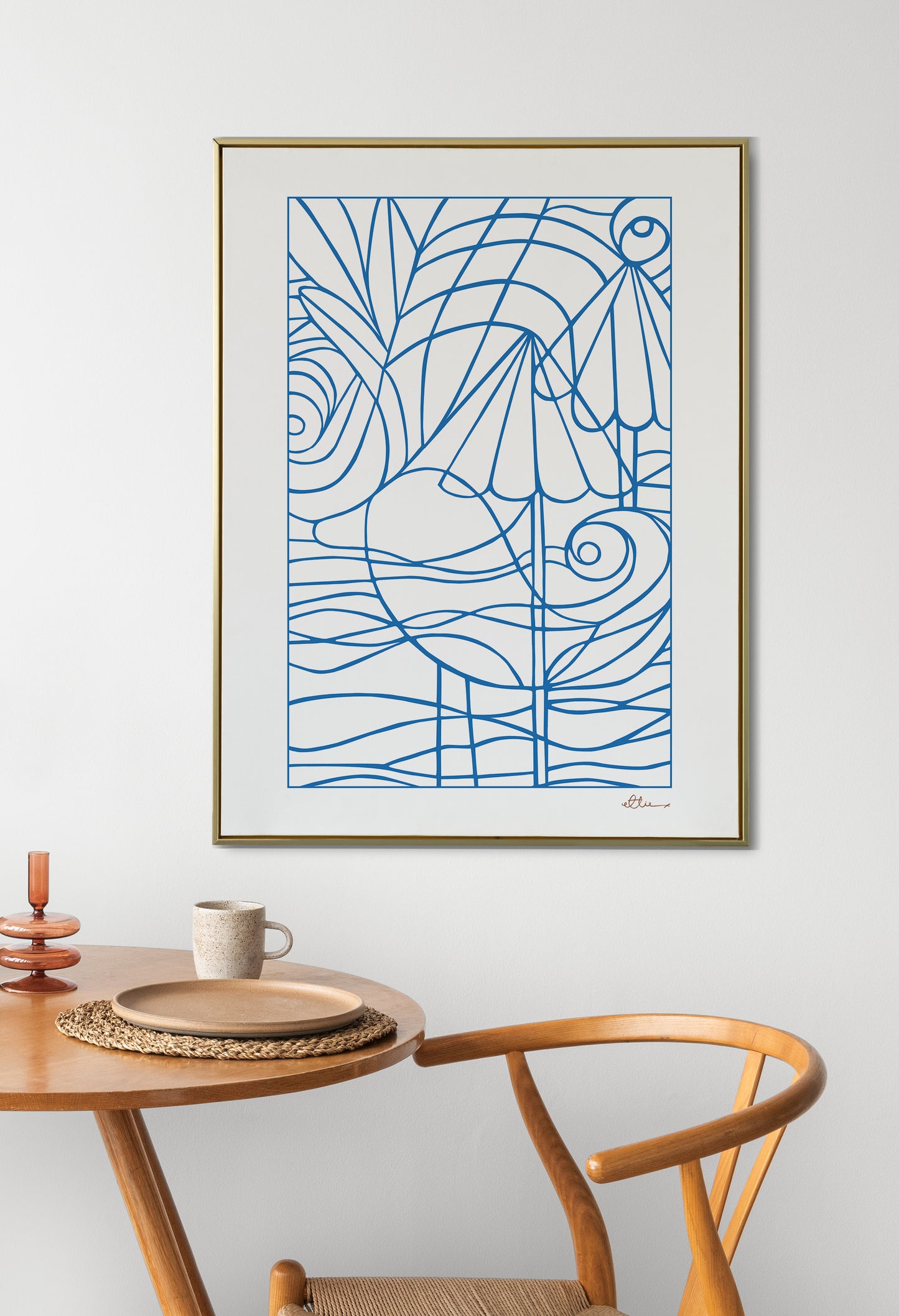 Coastal Duck Blue / White Art Print