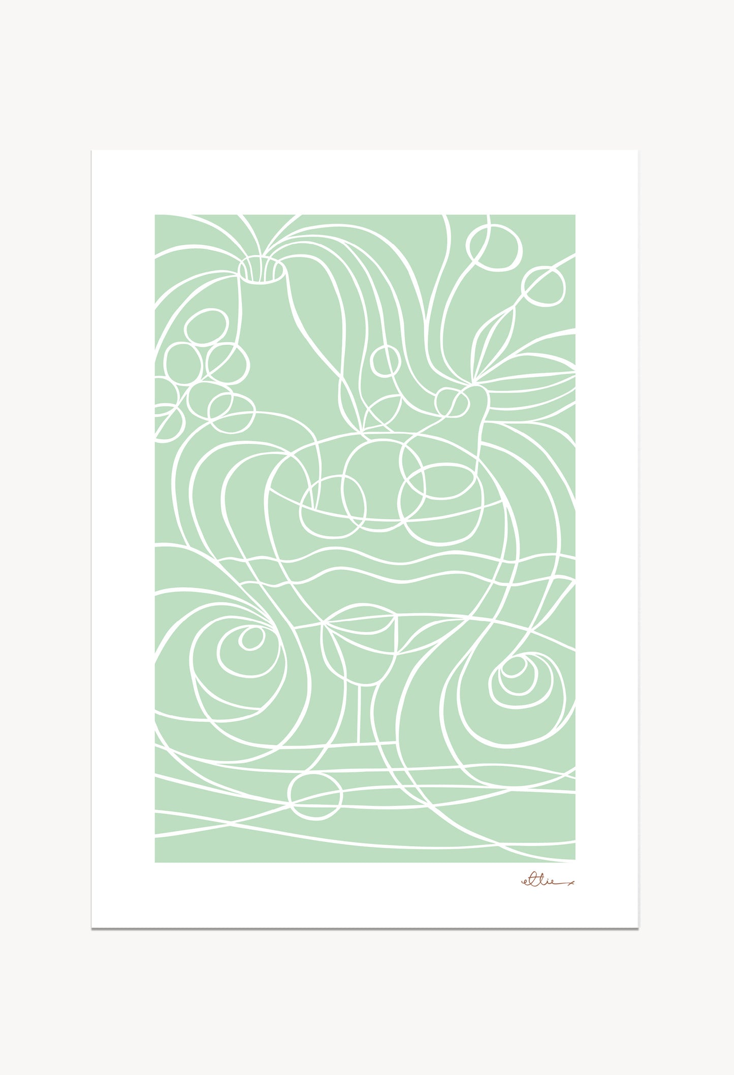 Fruit & Curves Pastel Green Art Print
