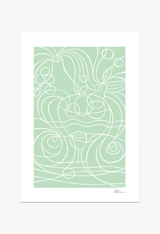 Fruit & Curves Pastel Green Art Print